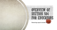 Overview of Section 504 for Educators (SD24-011)
